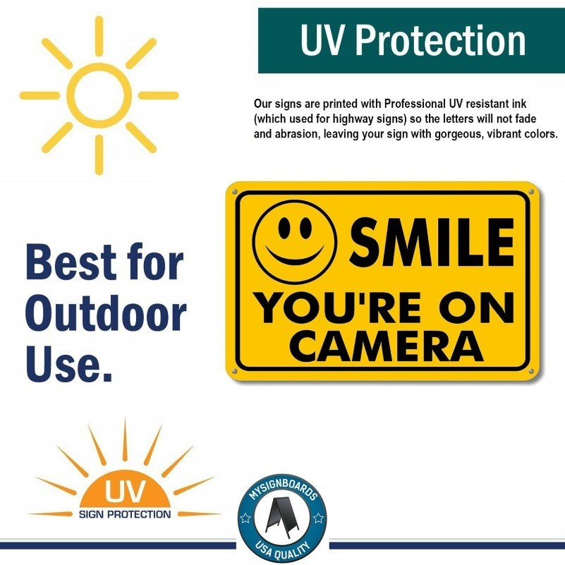 NEW SMILE YOU&rsquo;RE ON CAMERA SECURITY WATERPROOF BUSINESS YELLOW SIGN VIDEO CCTV