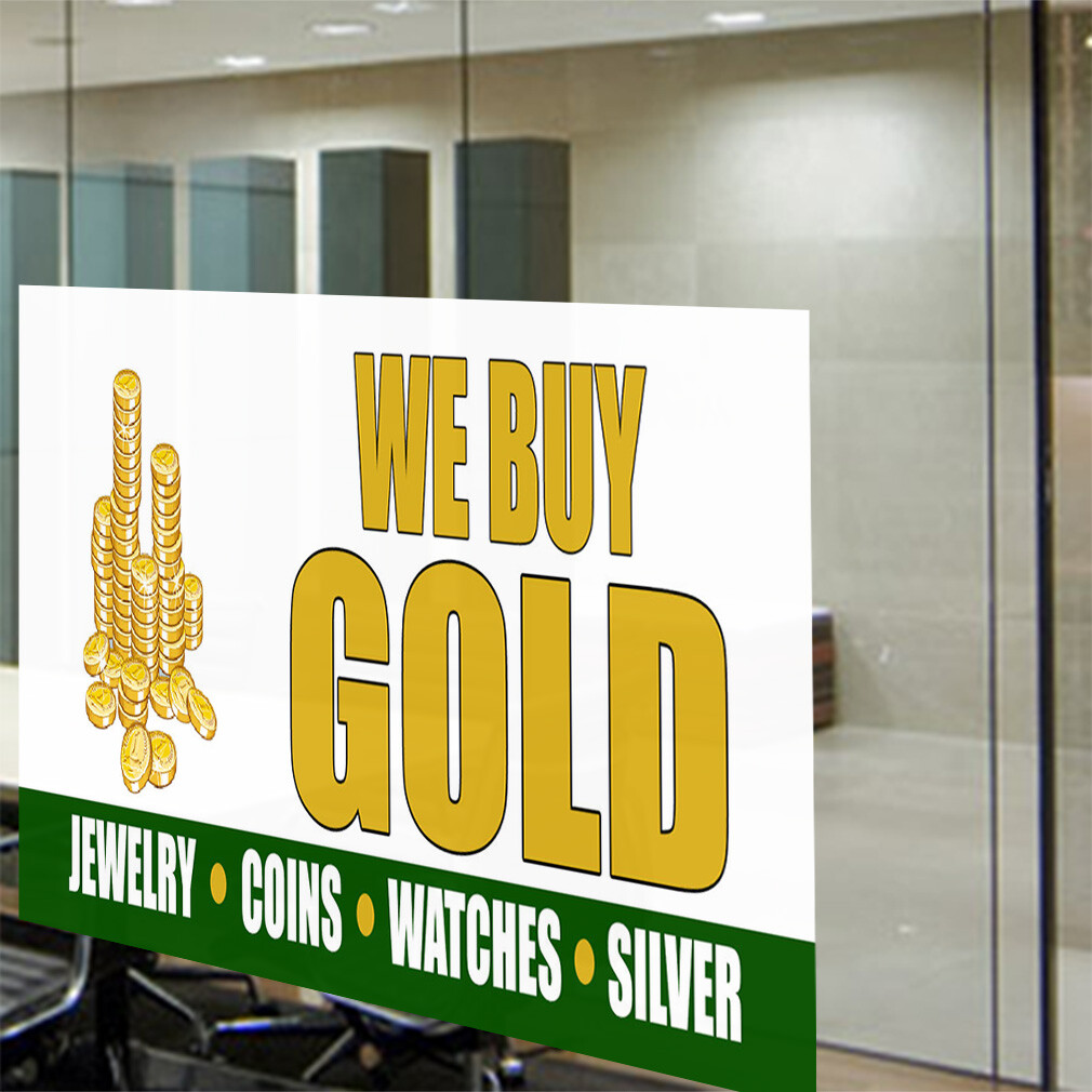 Decal Stickers We Buy Gold Jewelry Coins Watches Silver A Vinyl Store Sign Label