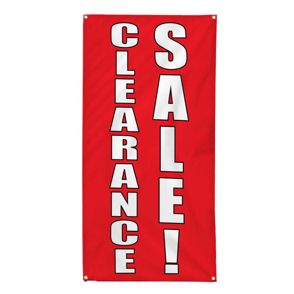 Vertical Vinyl Banner Multiple Sizes Closing out Deal Red and White Business