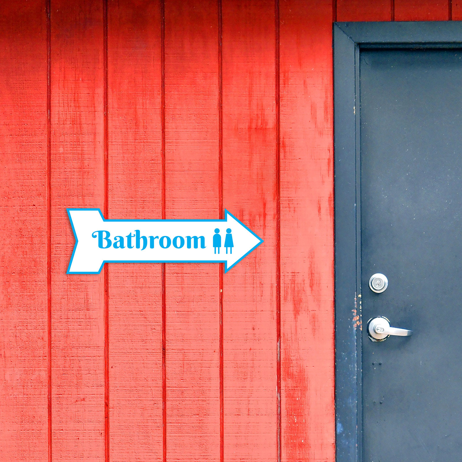 Arrow Shape Bathroom 12×4&Prime; Wall or Door Sign | Restrooms Signage
