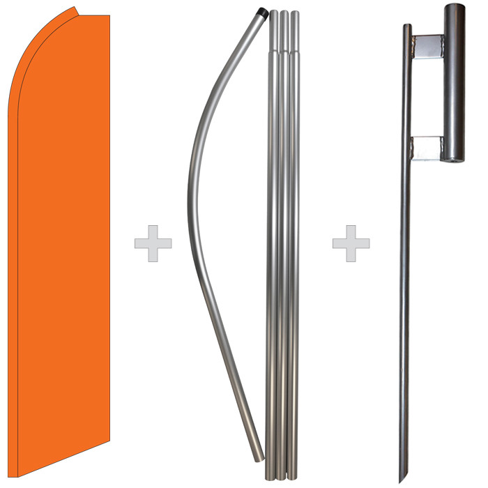 Solid Orange 15&prime; Tall Swooper Flag & Pole Kit Feather Super Bow Banner