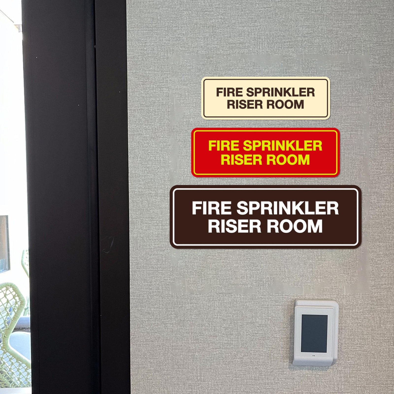 Standard Fire Sprinkler Riser Room Sign Large Red 14×10 Inch Metal Decor