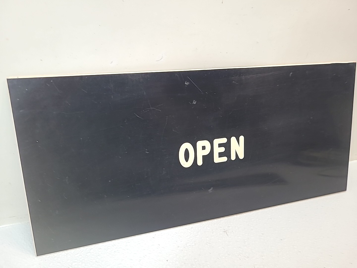 Set of Vintage OPEN / CLOSED White Letters On Black Double Sided 18&Prime; x 8&Prime;