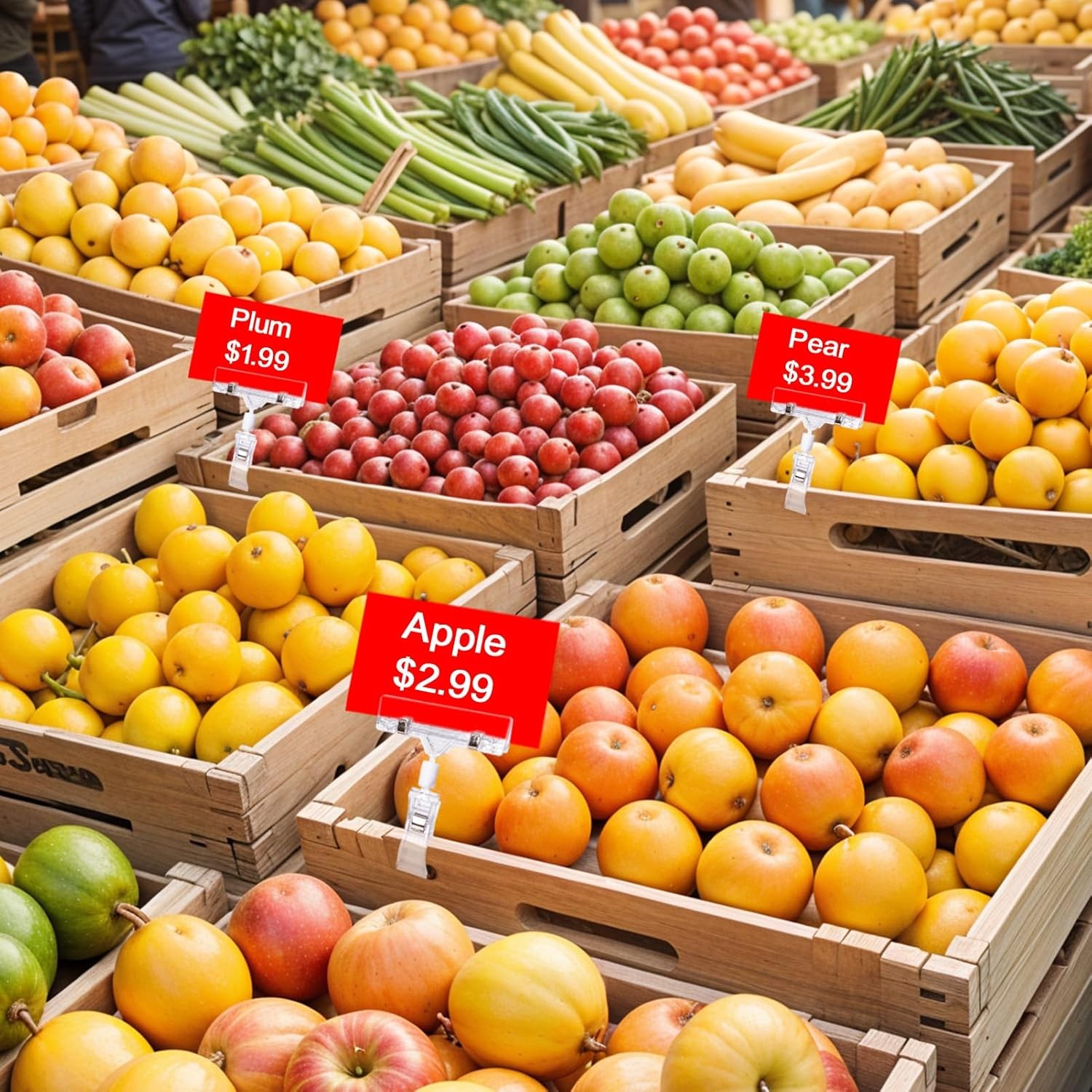 12 Pcs Clear Sign Holder Clips for Display, Rotatable Double Sided