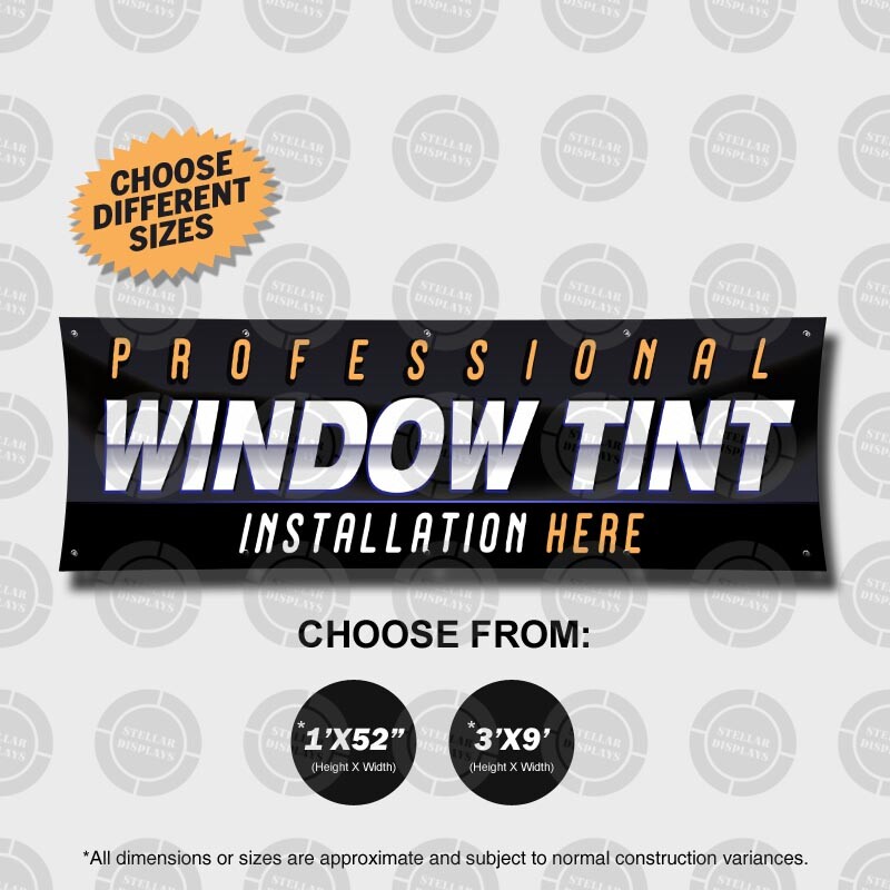 PROFESSIONAL WINDOW TINT Banner Sign Display Auto Custom Sounds Rims Tires Shop