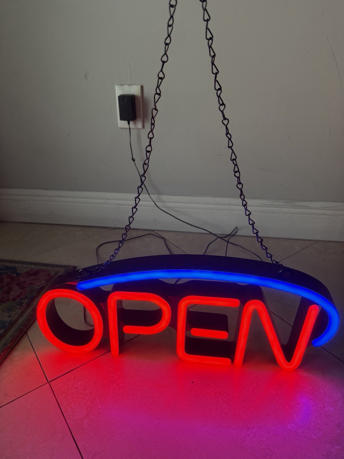 Open Sign For Business LED Neon 22 X 7.5 X 2 Inches Thick Light Bright Sign
