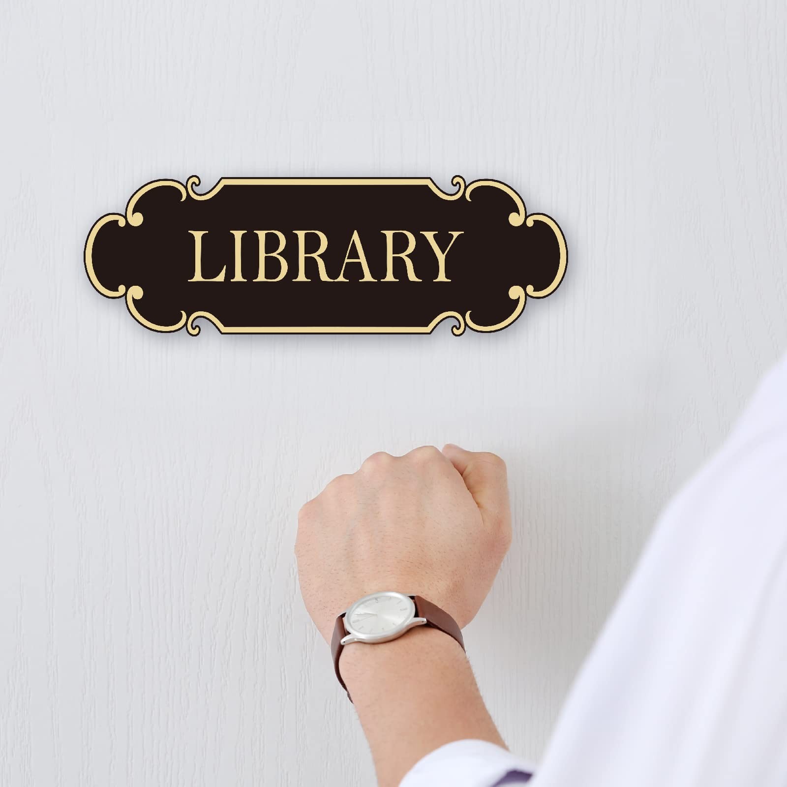 9×3 Inch Library Sign Spray Gold Self Adhesive Reading Room Door Signage