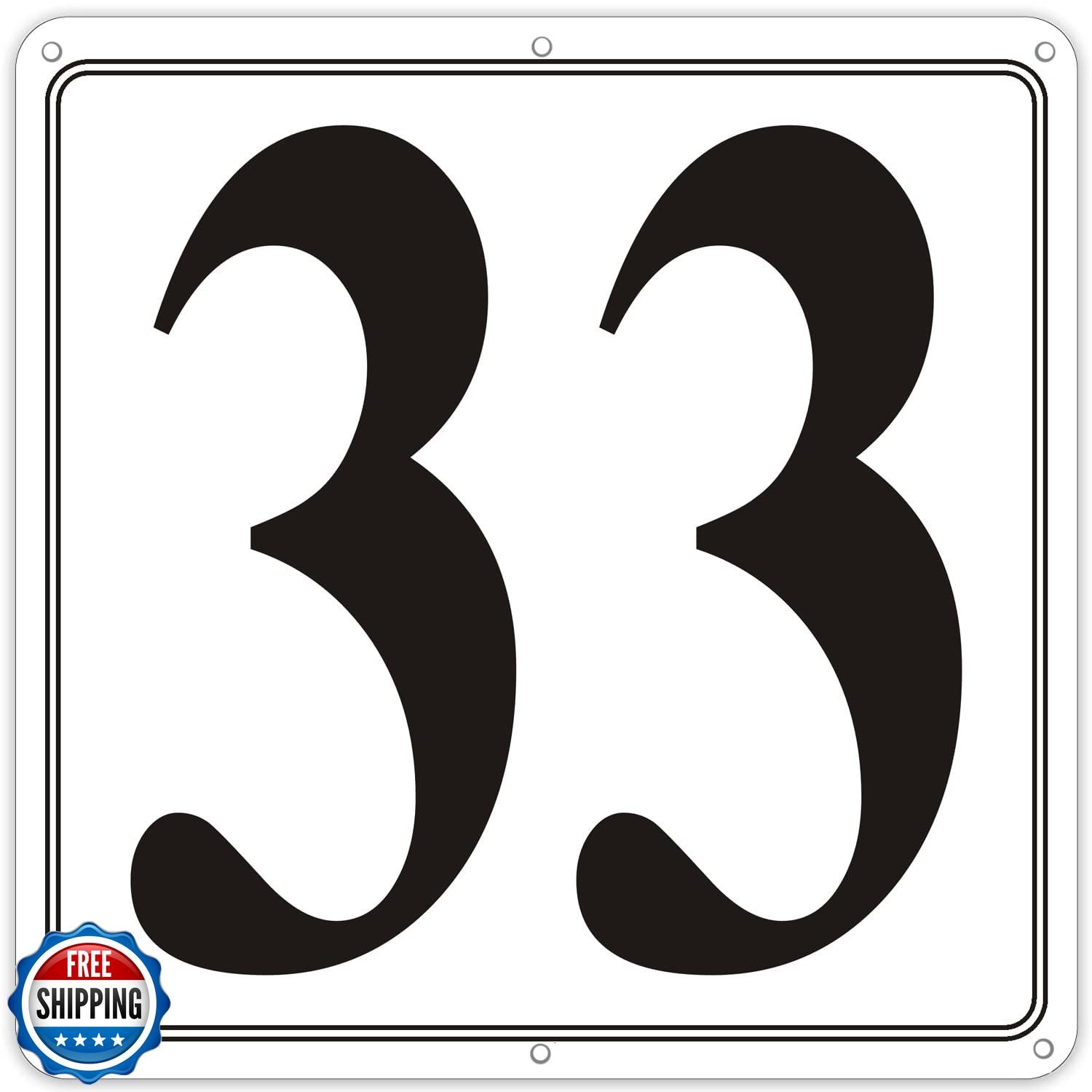 i-CowFun Premium Metal Number Signs 33 – Aluminum 12&Prime; X 12&Prime; Parking Spot Numb