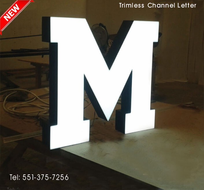Custom made Trim less Channel Letters Signs Storefront signage 20 Inches