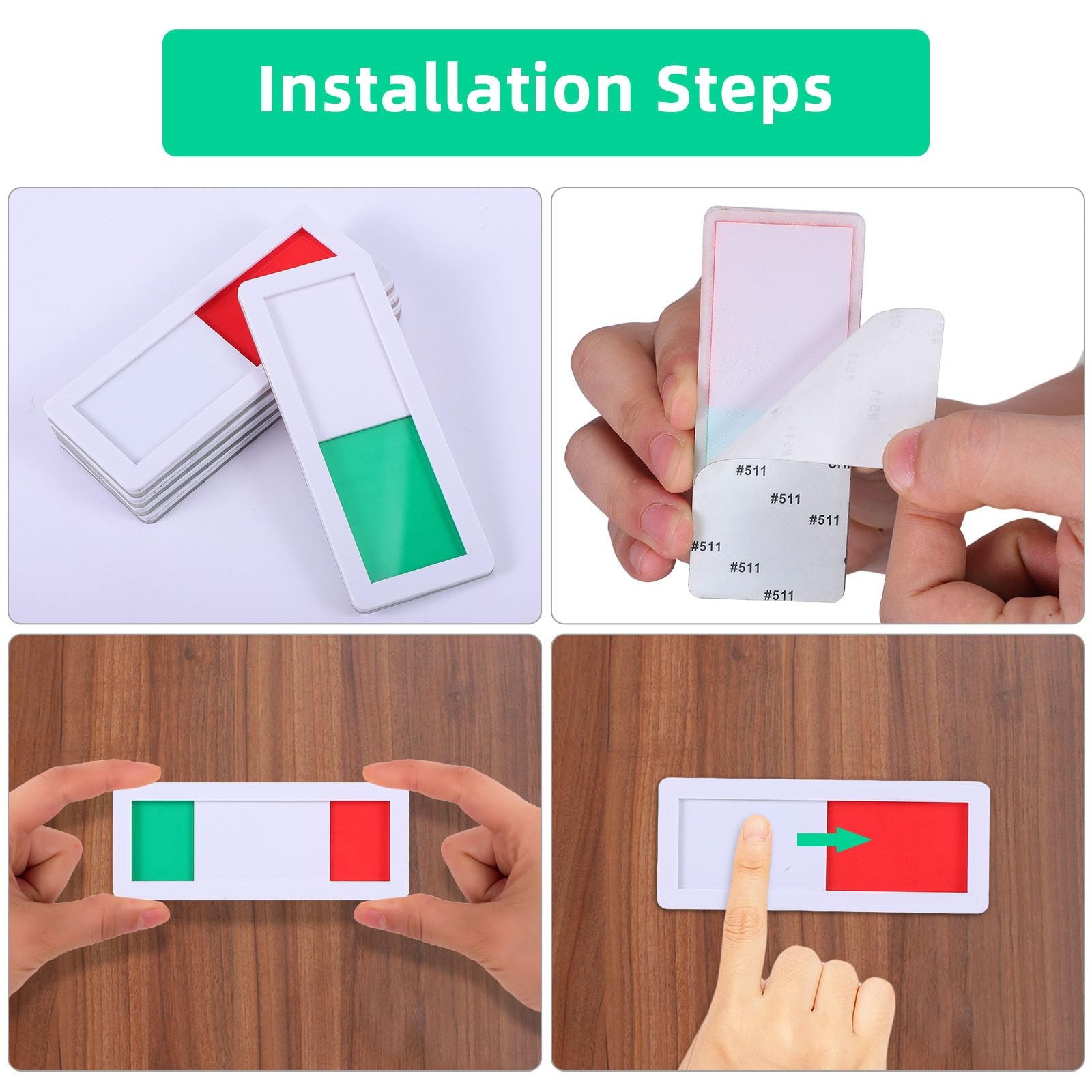 15 PCS Office Nonscratch Signboard Sliding Door Indicator Red Green Vacant
