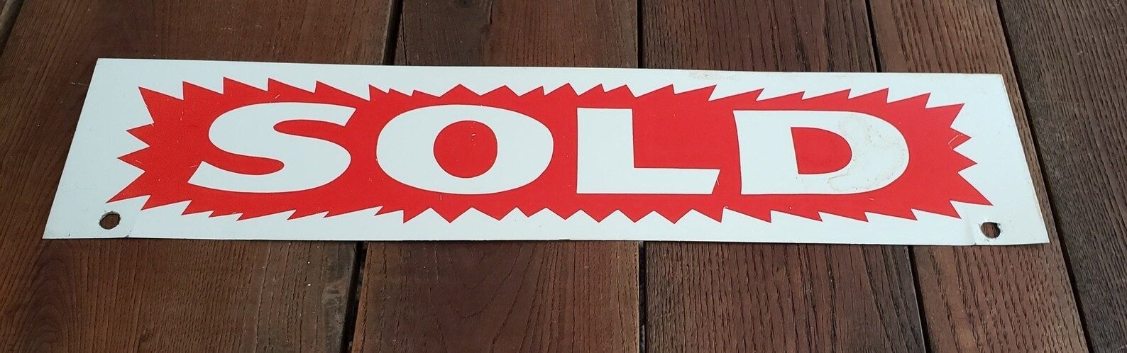 Vintage Metal Realtor SOLD Sign – Mancave Red and White Sold Sign