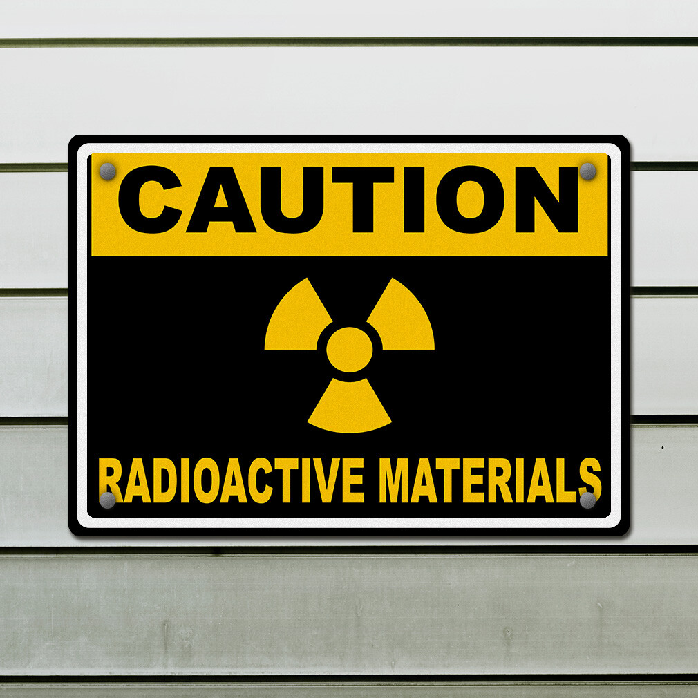 Aluminum Horizontal Metal Sign Caution Radioactive Materials Biohazard