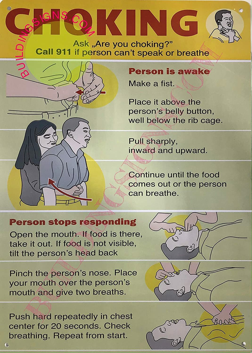 Choking Poster/Choking Sign (Yellow,Rust Free-Aluminium, 10×14 INCH)–REF24-1027