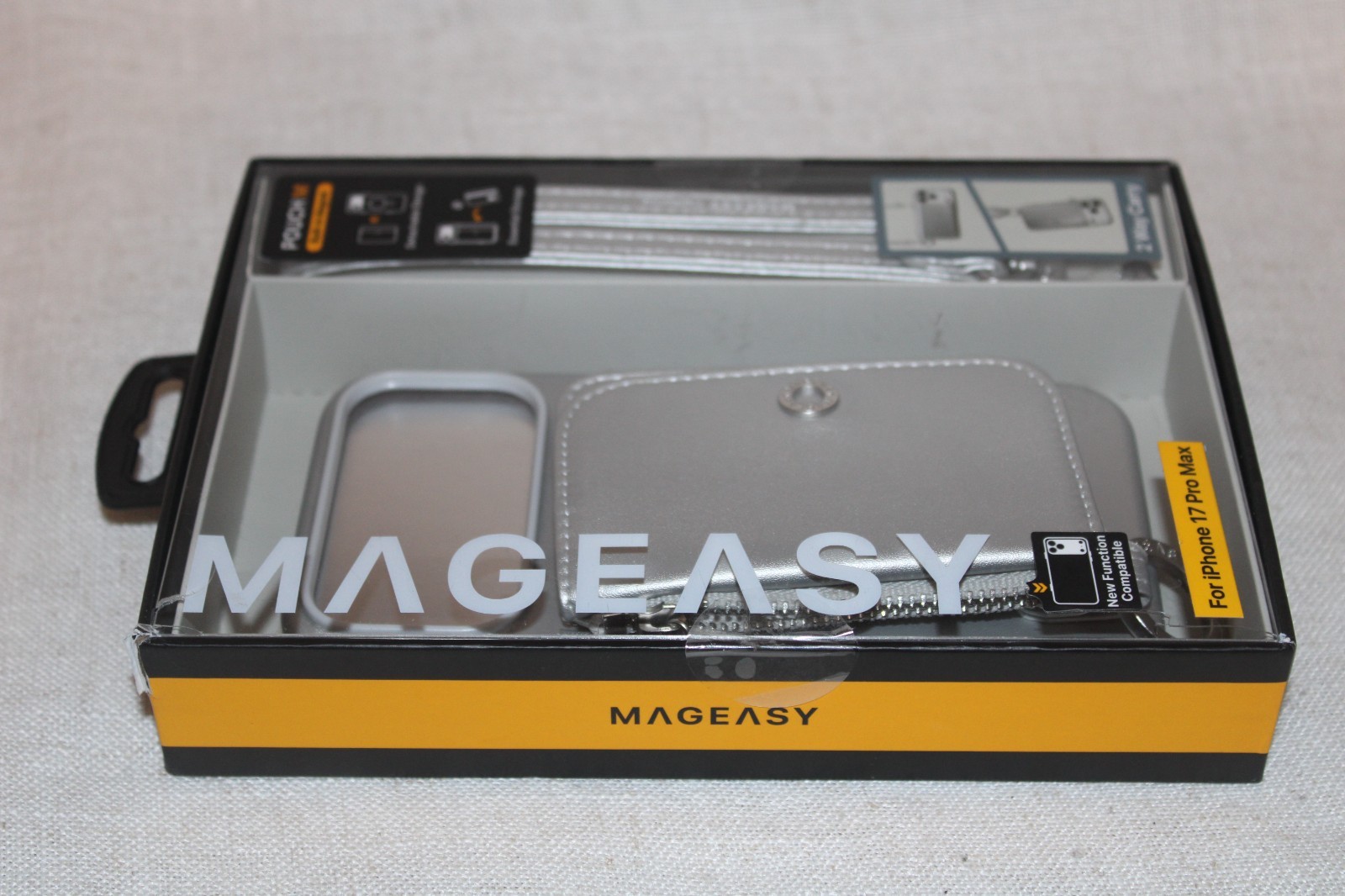 MAGEASY Pouch M Wallet Case for iPhone 17 Pro Max, MagSafe, Strap, Coin Purse