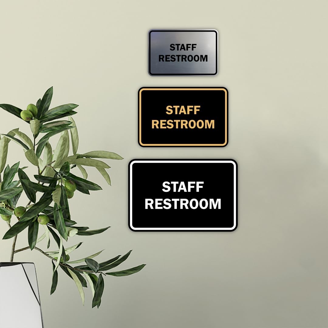 Classic Framed Staff Restroom Sign Red – Medium 2 Pack