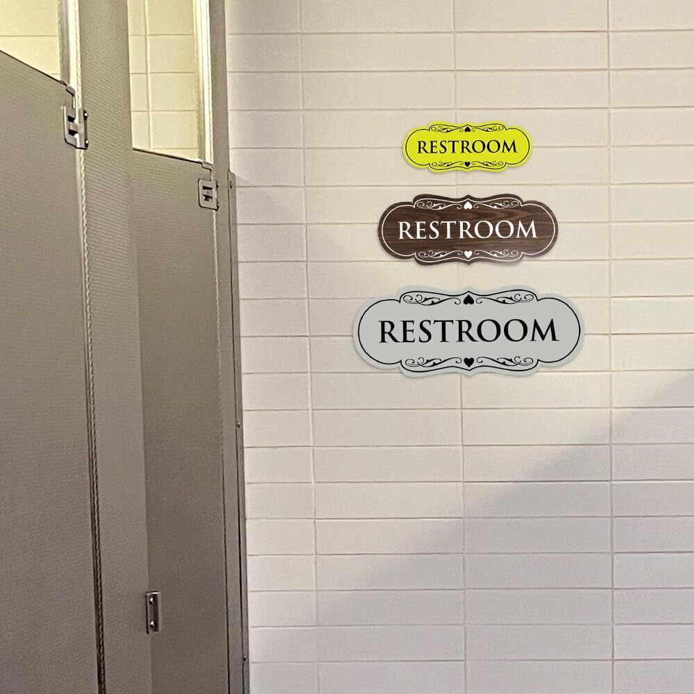Designer Restroom Wall or Door Sign – Bathroom Signage | Durable Plastic and …