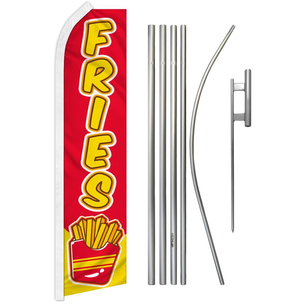 « FRIES » Advertising Super Flag & Pole Kit French Fry food concessions
