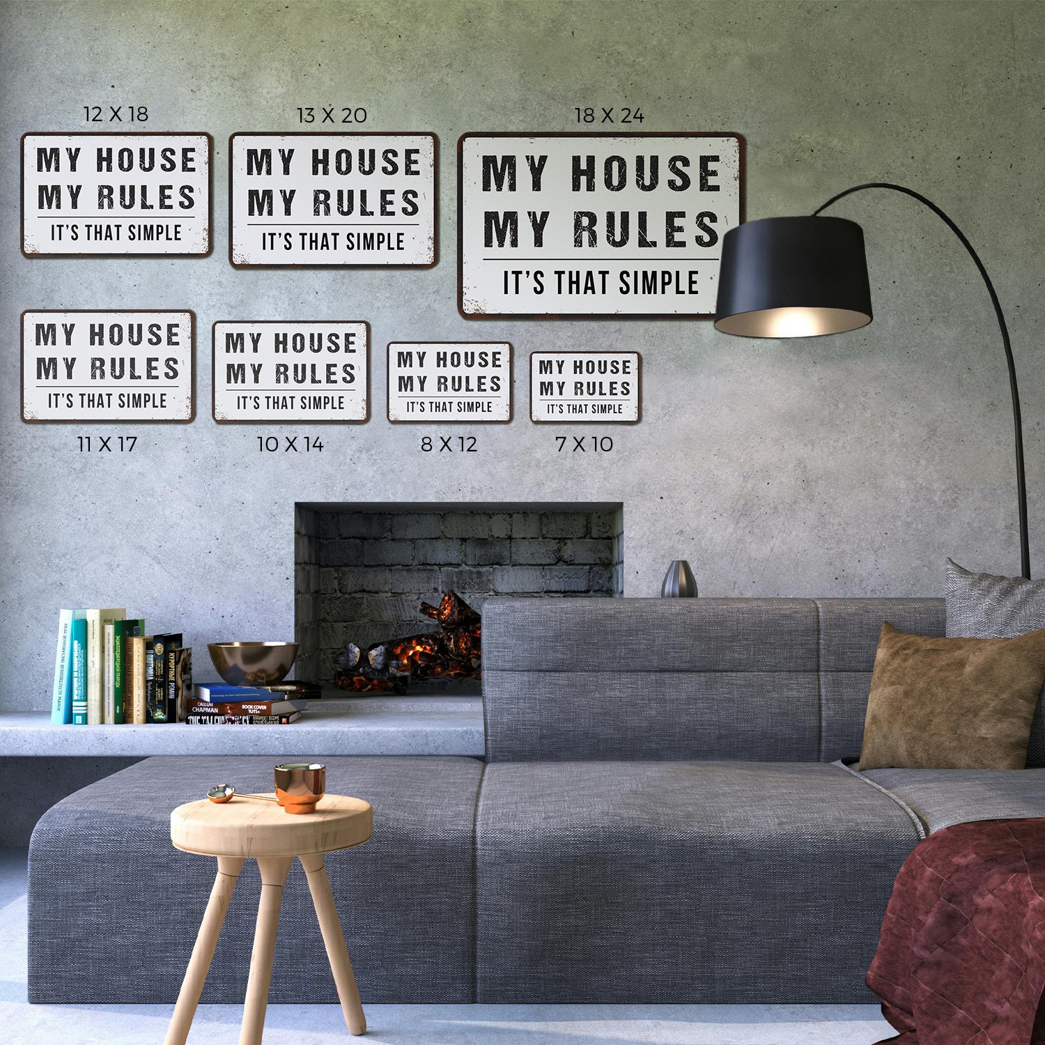 Vintage Style My House My Rules Sign Kind Words Clean Shoes for Entryways