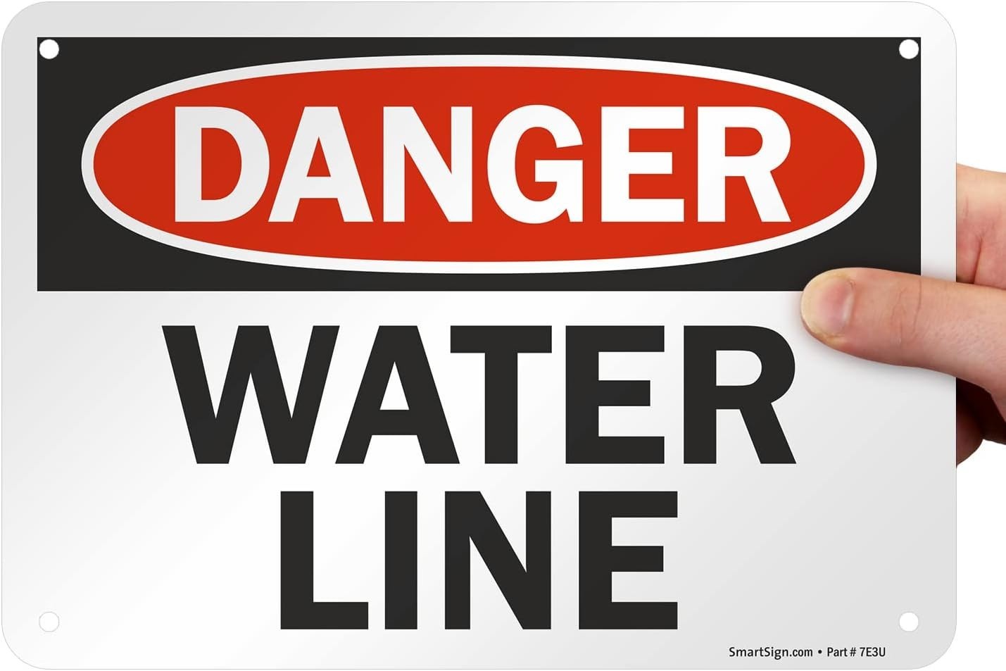 Portrait Orientation 7&Prime; x 10&Prime; Water Line Sign, Heavy-Duty Aluminum Construction