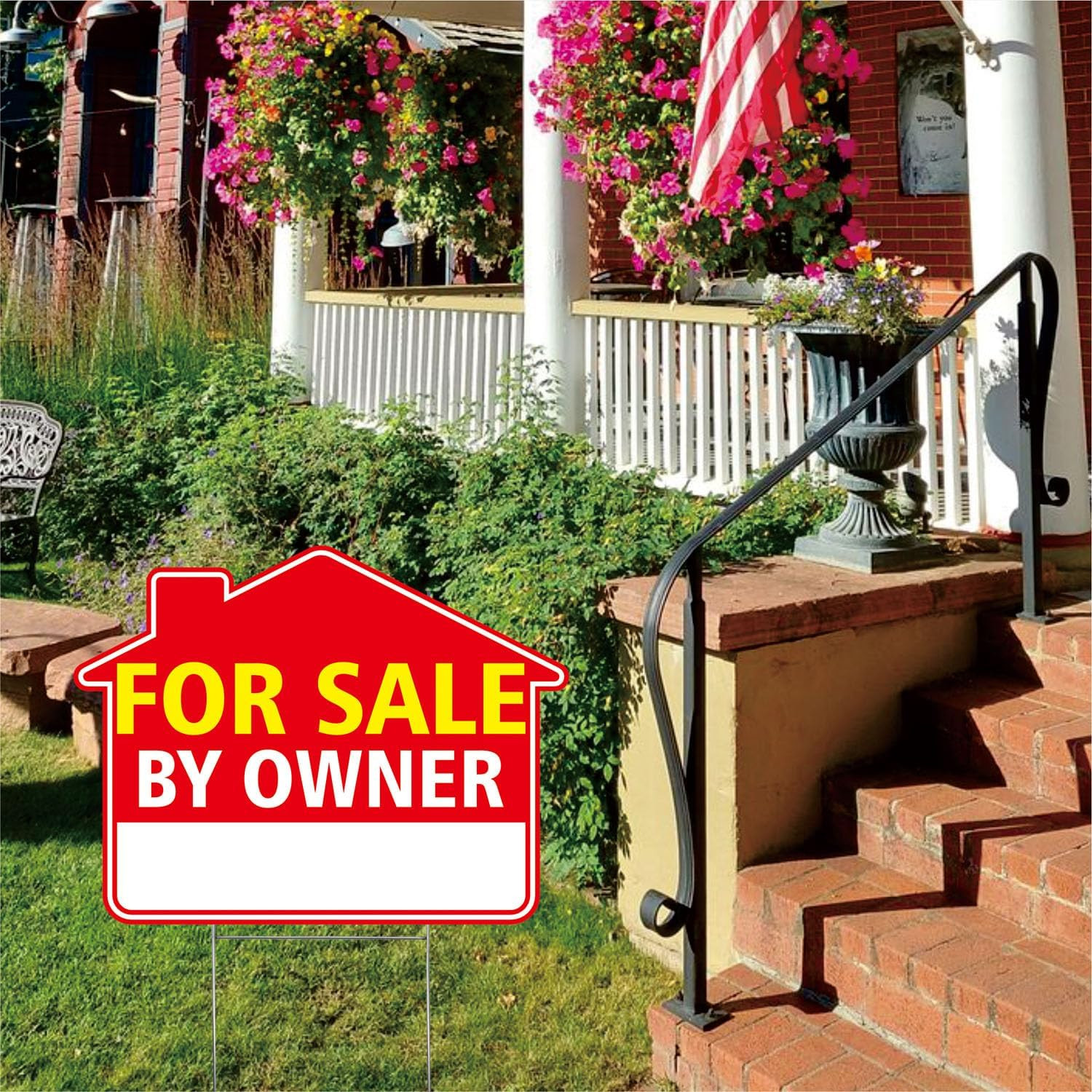 For Sale By Owner Yard Sign with Stake – 17&Prime; x 13&Prime; Double-Sided Corrugated Plast