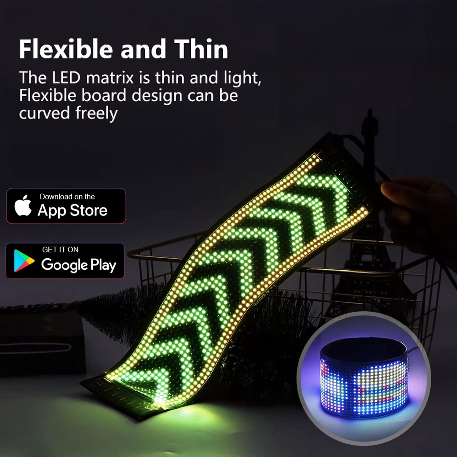 23&Prime;X5&Prime; Flexible RGB LED Sign, App Controlled Programmable LED Display for Car Re