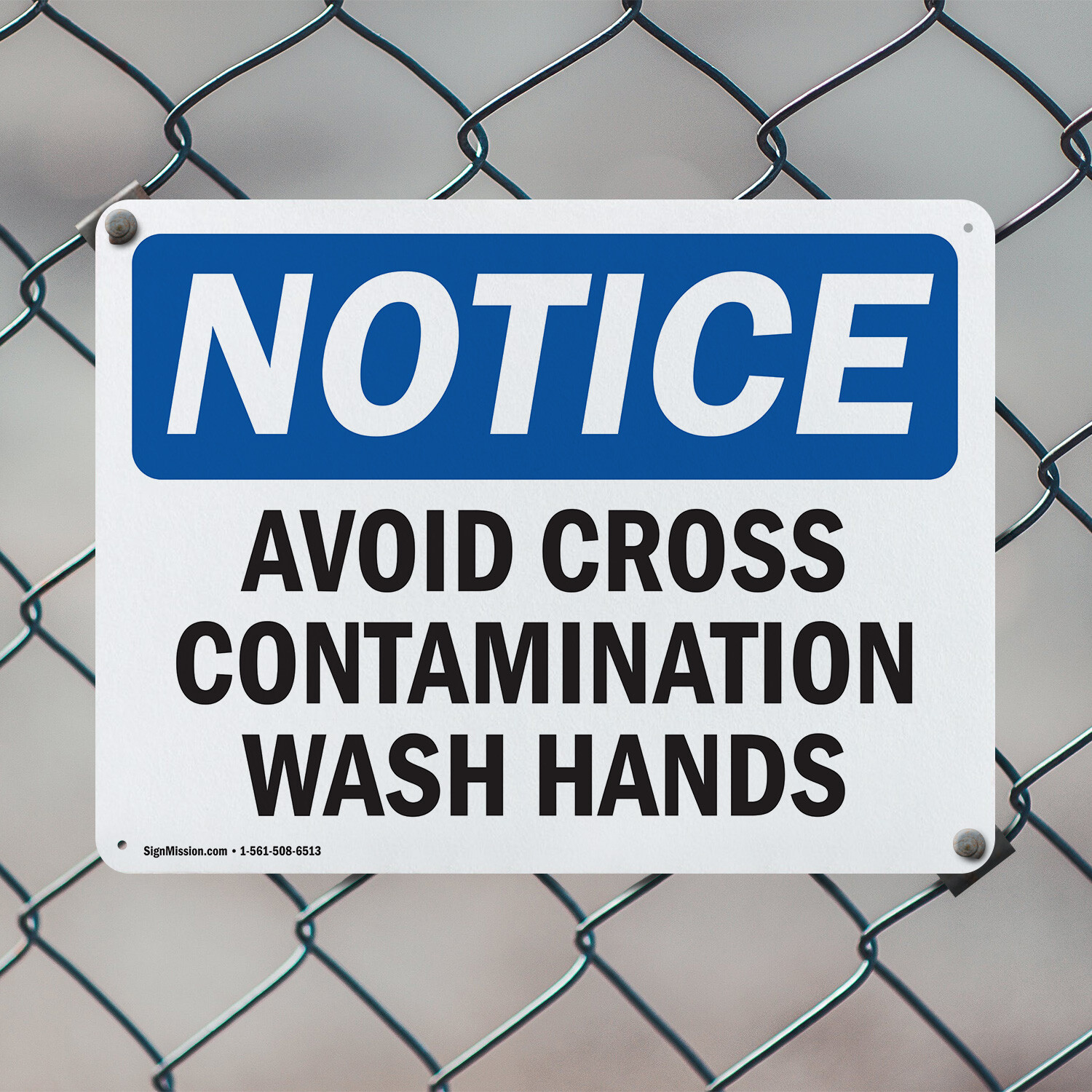 (2 Pack) Avoid Cross Contamination Wash Hands OSHA Notice Sign Decal Metal