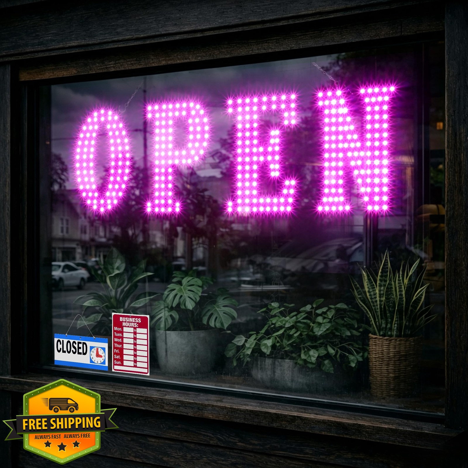 LemonNova Pink LED Open Sign 32×11 Business