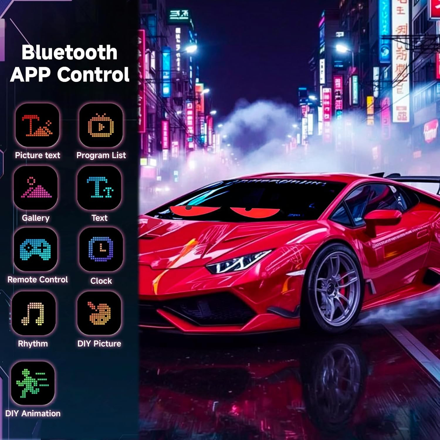 Programmable LED Car Sign, 7 »X3 » Flexible LED Matrix Panel, Bluetooth APP Cont