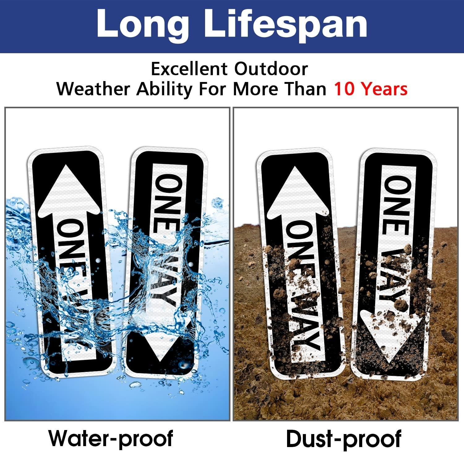 Weather Resistant One Way Sign with Arrow, 2-Pack
