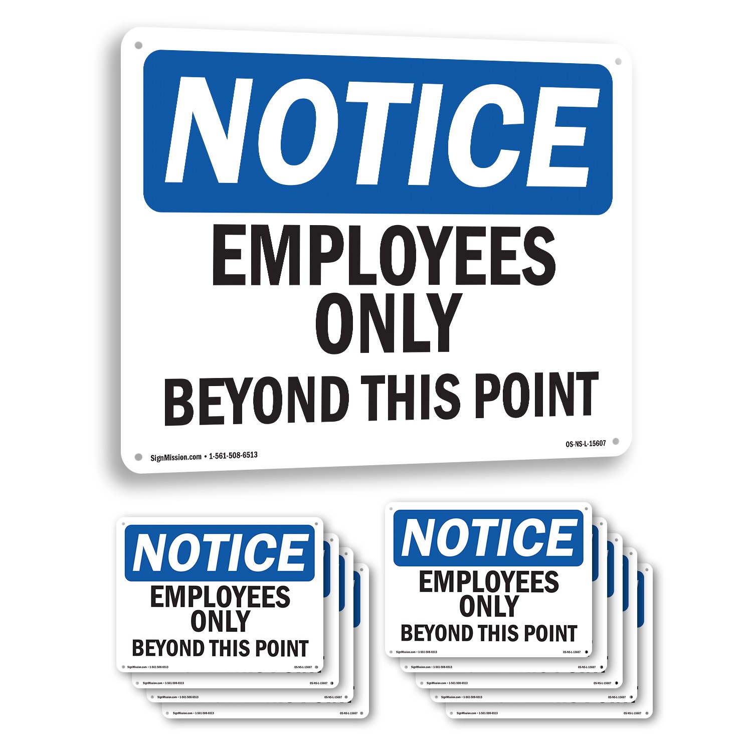 Employees Only Beyond This Point OSHA Notice Sign Metal, Decal – 5 or 10 Pack