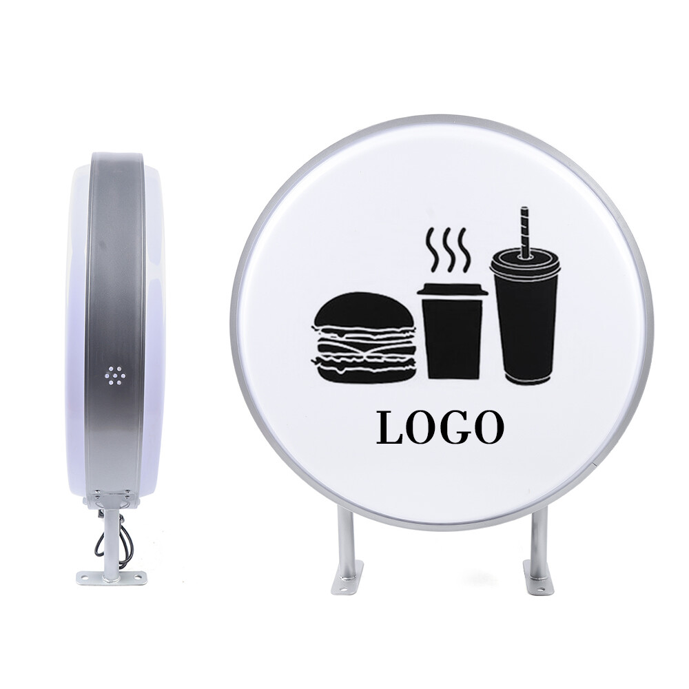 Round LED Light Box Double Side Outdoor Advertising Illuminated Projecting Sign
