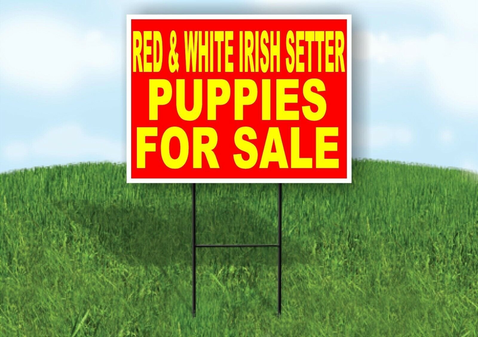 Red and White Irish Setter PUPPIES FOR SALE Yard Sign Road with Stand LAWN SIGN