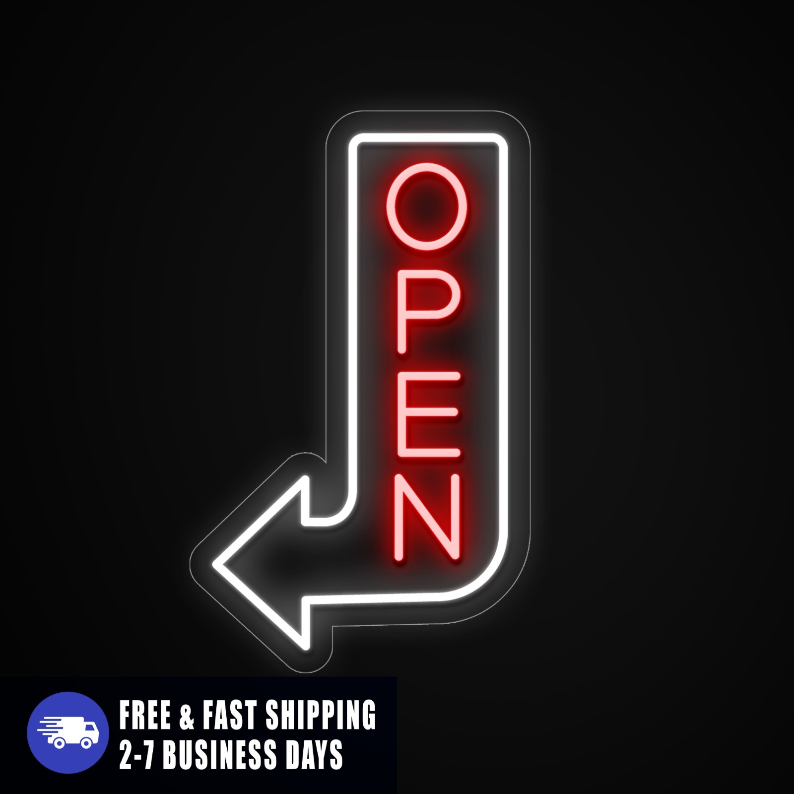 Open Neon Outdoor Vertical Arrow Sign, Waterproof Custom Shop Sign Neon