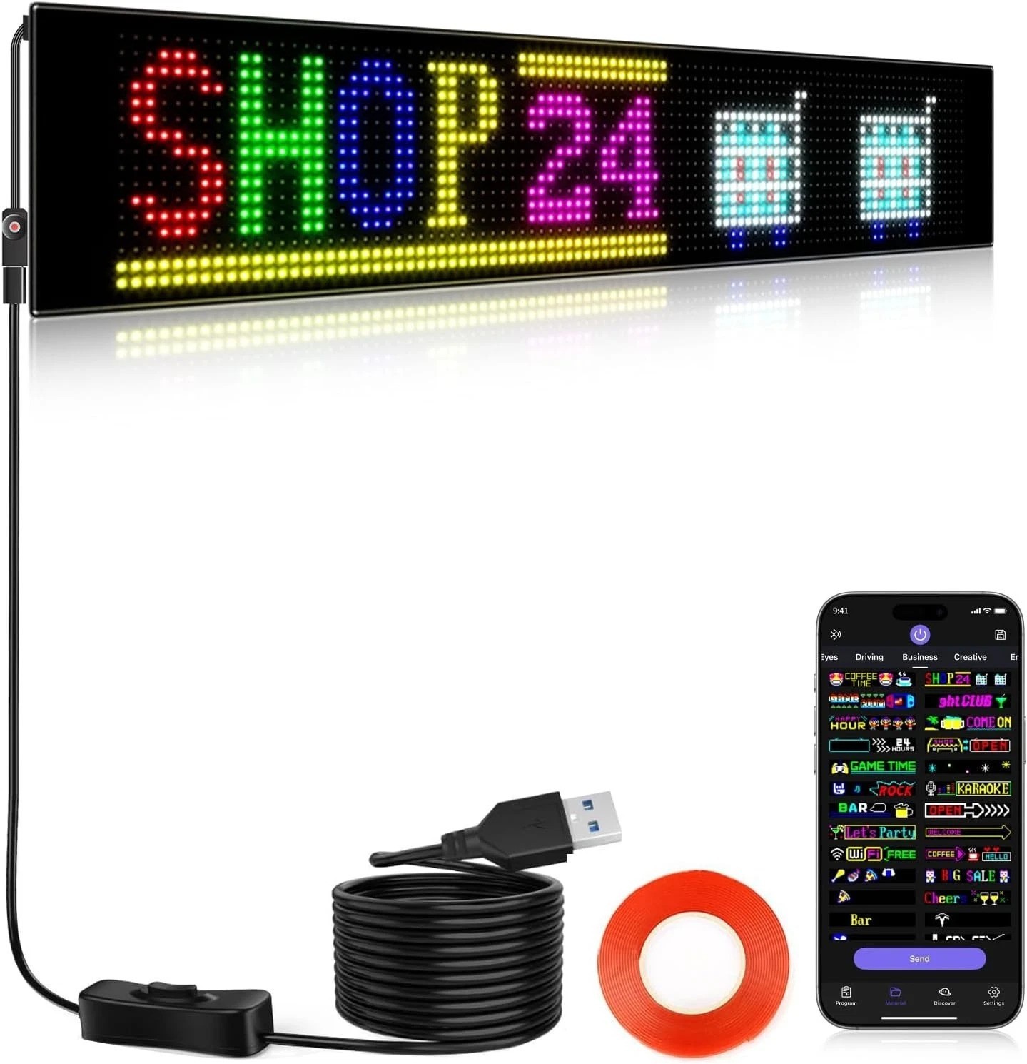 Huge Bright Programmable LED Sign，23 »x5 » Flexible Digital Scrolling LED Dis…