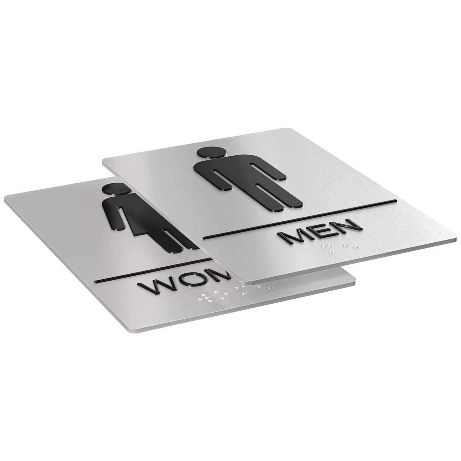 Unisex Bathroom Signs, Restroom Sign For Business – Men 9&Prime;L x 6&Prime;W, Silver