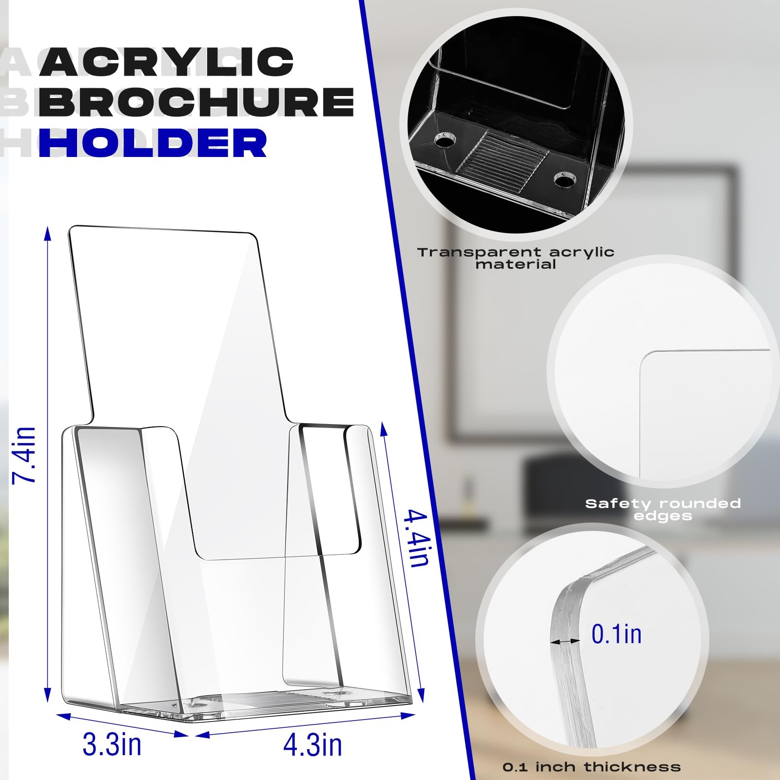 Yookeer 10 Pack Acrylic Brochure Holder 4×9 Inch, Clear Literature Holder…