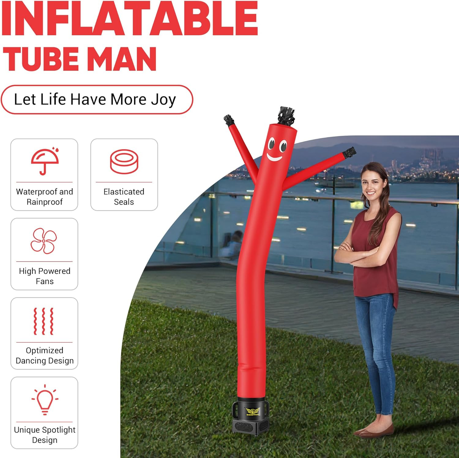 7FT Air Inflatable Waving Tube Man Set with Blower & Wheel, Air Puppet Dance Art