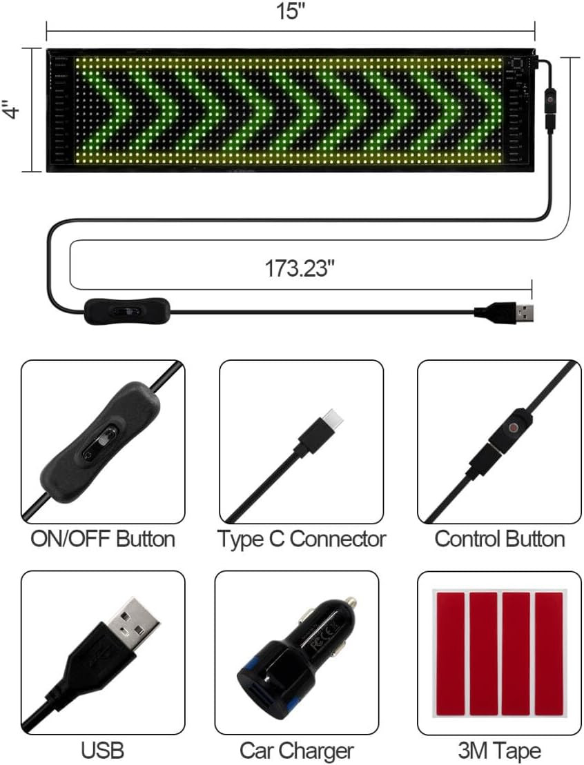 Programmable LED Sign High Bright Scrolling Signs USB 5V LED Matrix Panel Smart
