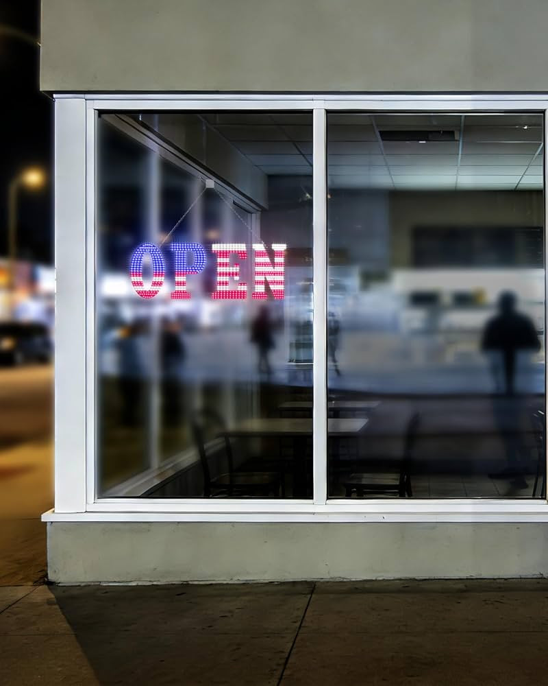 USA Flag LED Open Sign 30×10 Inch Window Wall Door Bar Cafe Restaurant