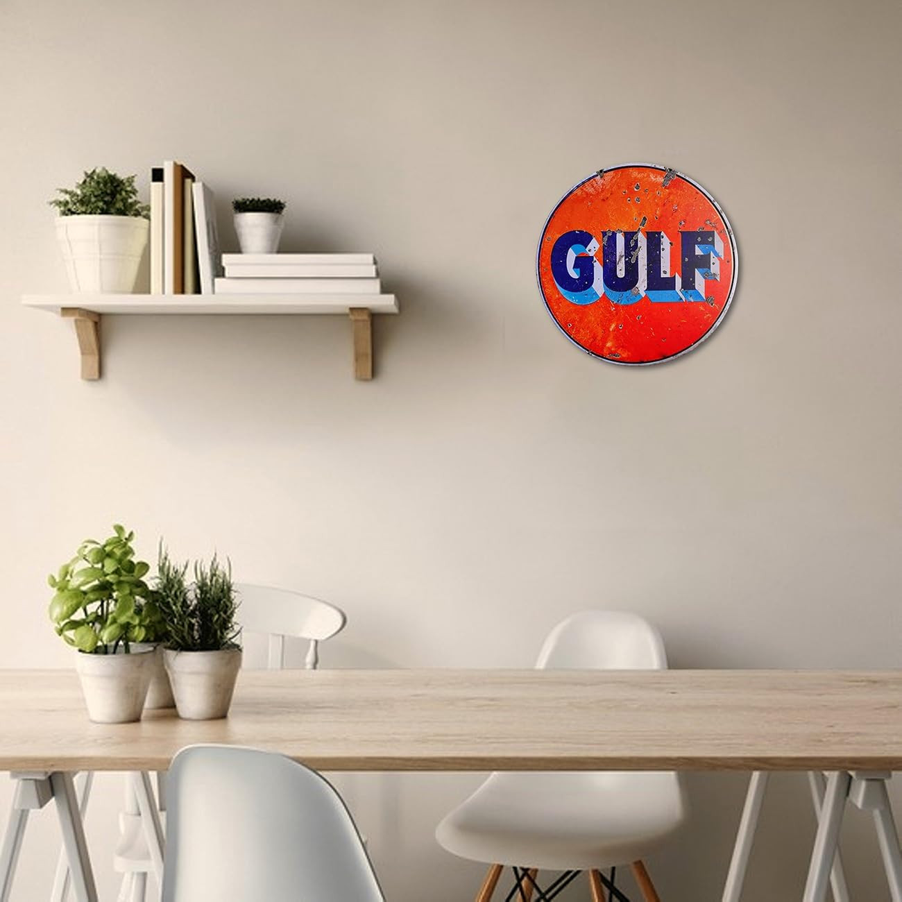 Retro Gulf Metal Tin Sign Round 12&Prime; Vintage Garage Wall Decor Cave Gas Station