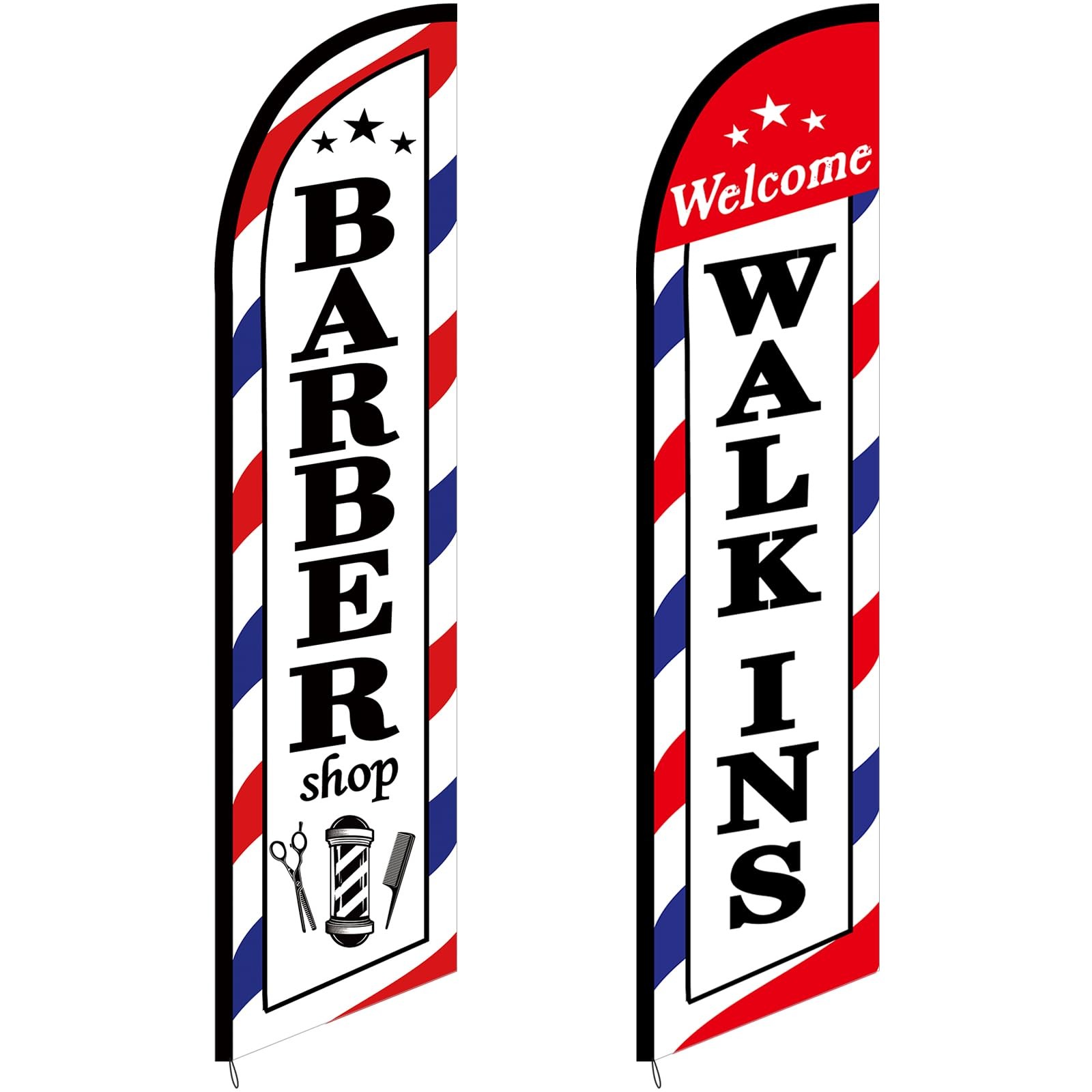 2 Pcs Barber Flag for Outside Barbershop Themed Swooper Flag Open Feather Barber
