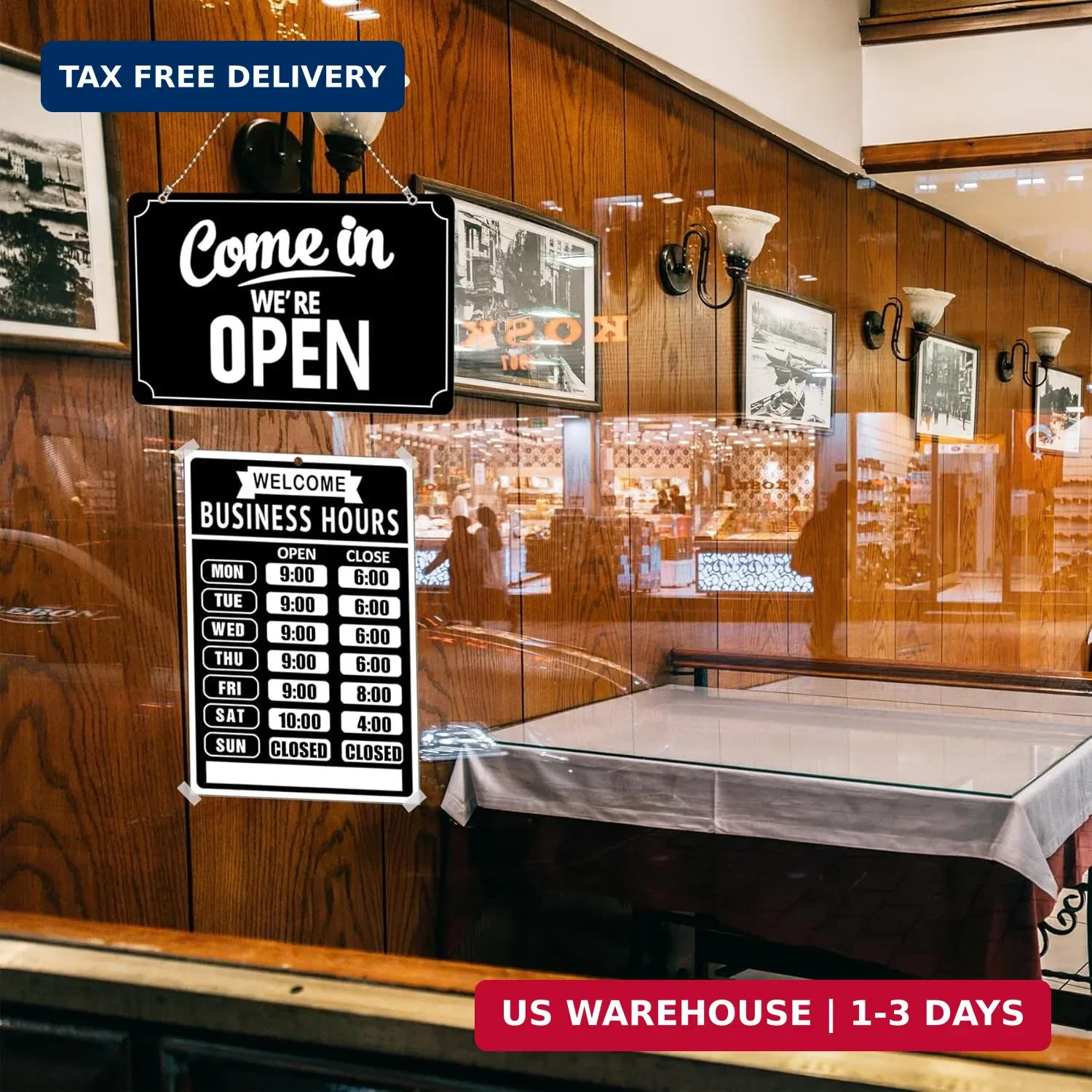 Open Closed Signs Business Hours Sign Set for Window Door Open Signs for Busines