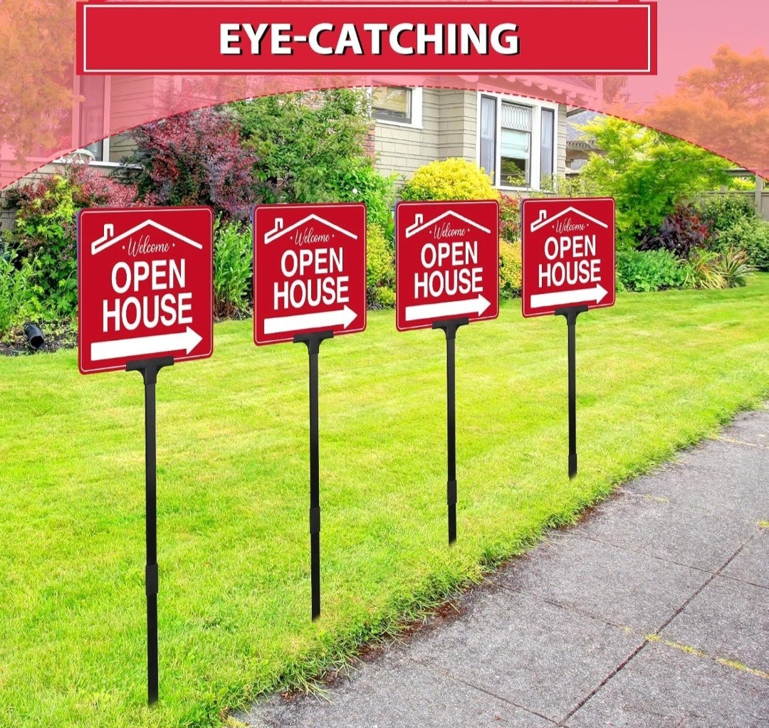 4 Pack Open House Signs for Real Estate DoubleSided Aluminum Signs 15.7&Prime; x11.8&Prime;