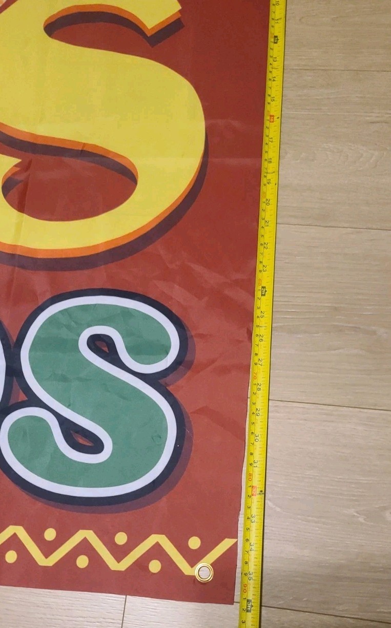 Tacos Burritos Large Commercial Hanging Canvas Banner Sign 36 Inches X 95 Inches