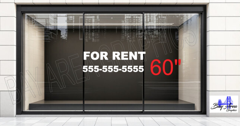 FOR RENT Vinyl Window Decal Sign Exterior Use 2 Colors Waterproof MADE IN USA