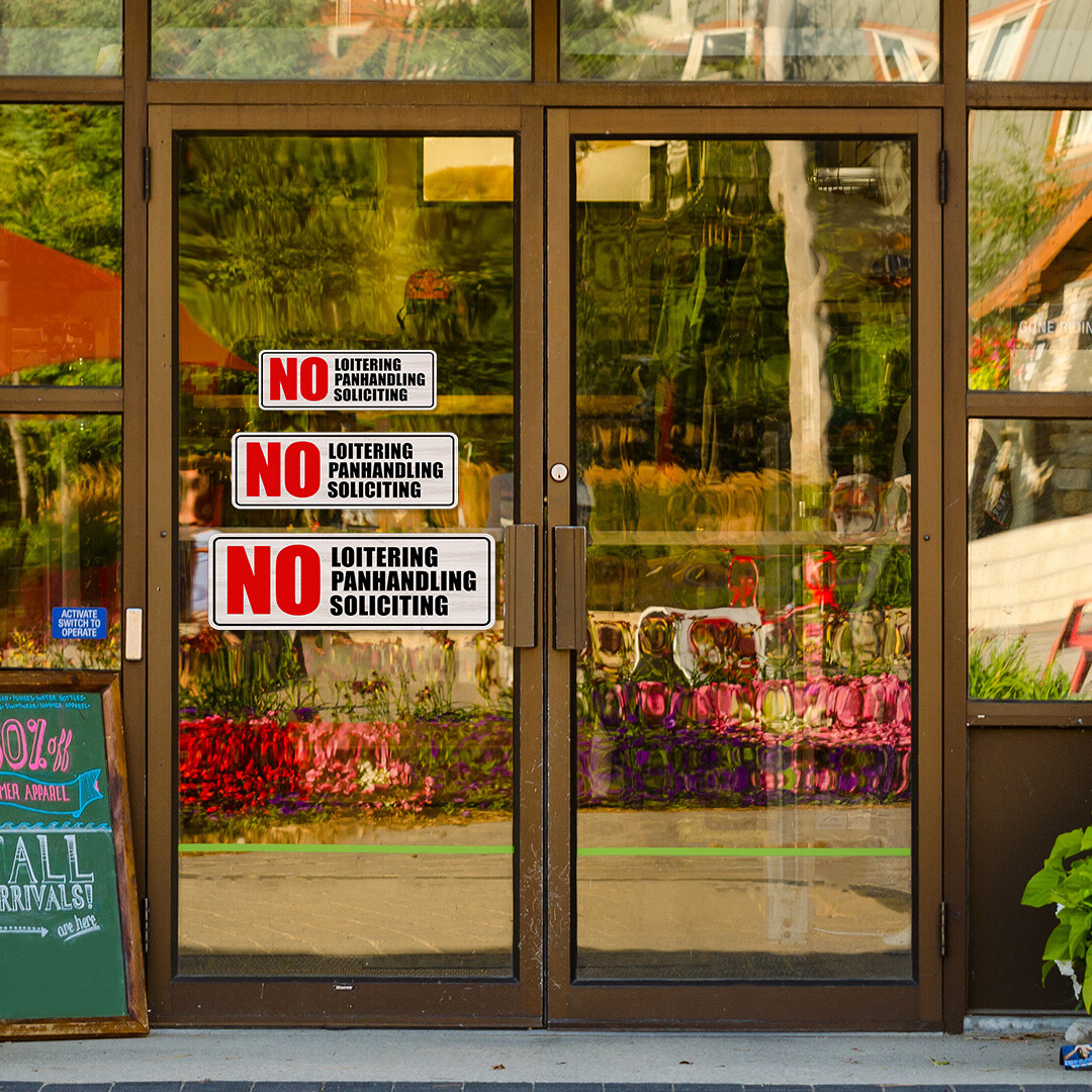 Standard Plus No Loitering No Panhandling No Soliciting Wall or Door Sign
