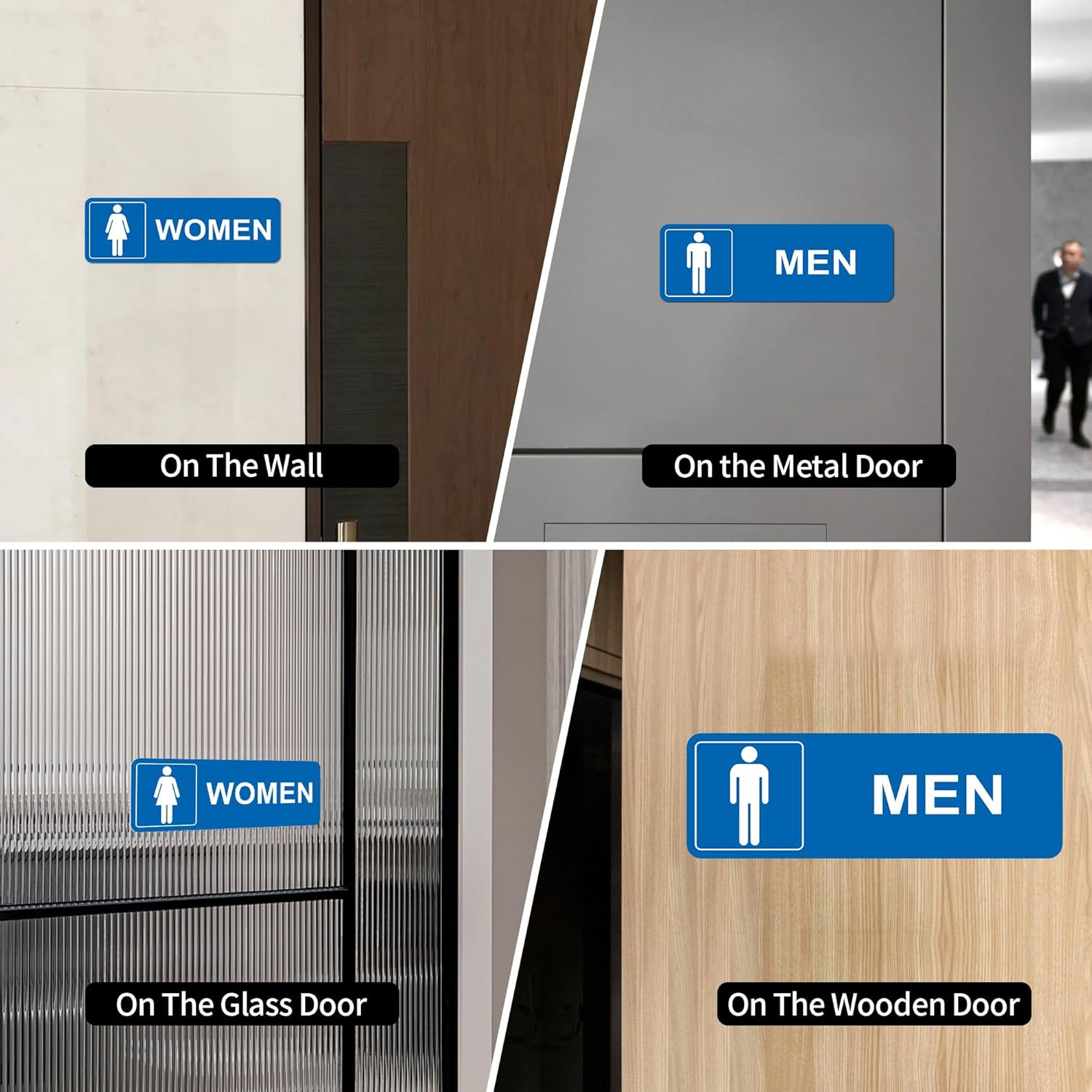 Restroom Sign – (2 Pack ) Metal Restroom Signs for Business with Strong Self-Adh