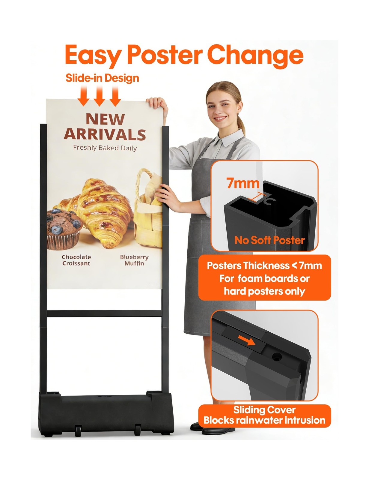 GUOHONG 24×36 Inch Outdoor Sign Holder Stand, Heavy Duty Poster Stand with Wa…