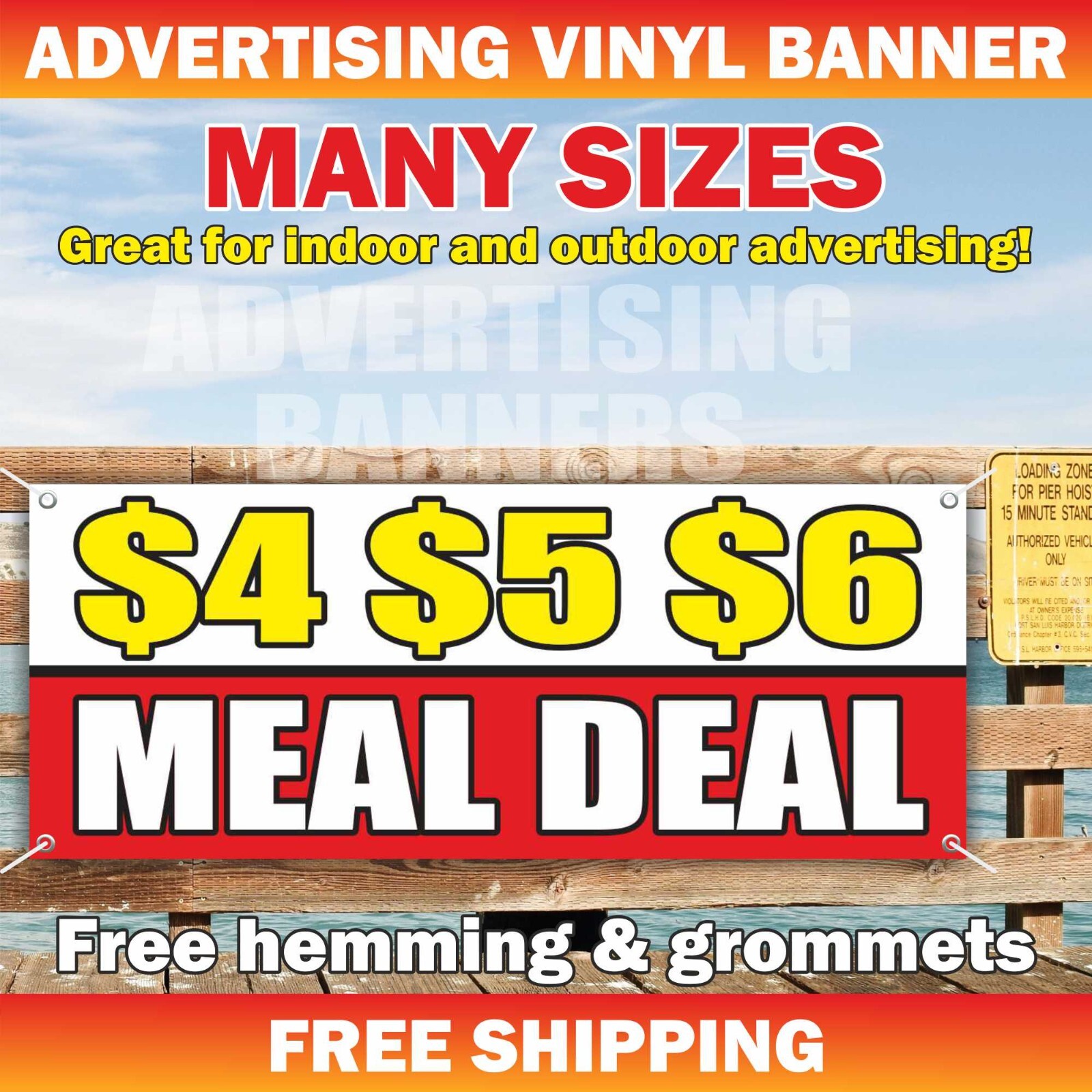 MEAL DEAL Advertising Banner Vinyl Sign breakfast dinner lunch discount sale