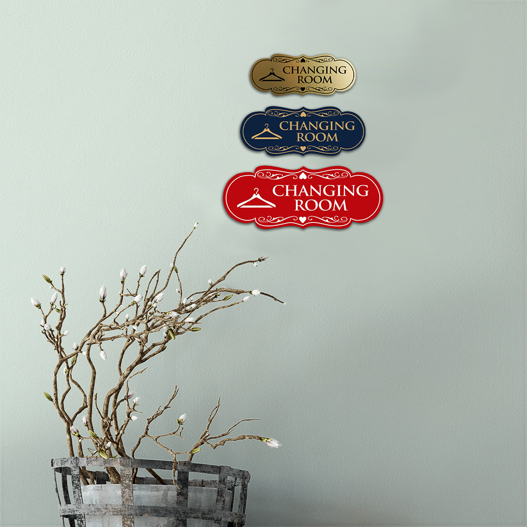 Designer Changing Room Sign (Ivory/Dark Brown) – Medium 2.75 x 7&Prime;